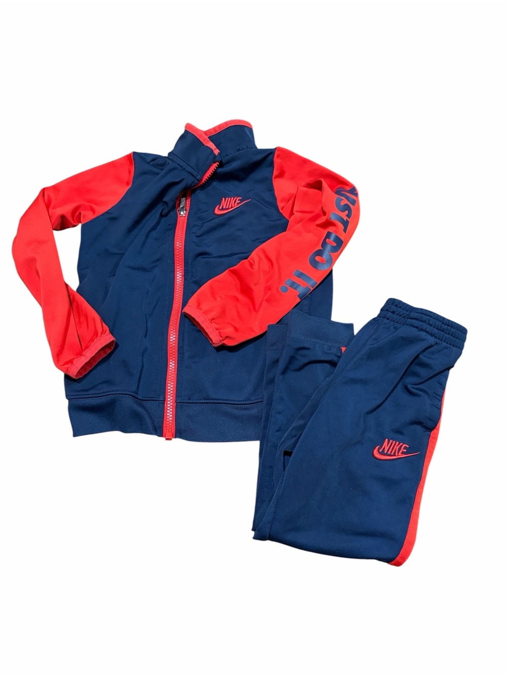 Nike 2-Piece Tracksuit Set 4T Blue & Red Toddler Outfit – Excellent Condition
